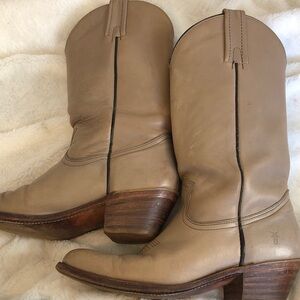 Vintage Frye Cowboy Boots size 9 1/2 neutral tan